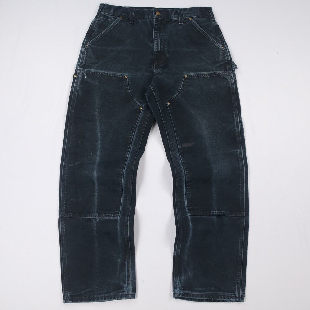 Vintage Carhartt B01 BLK Faded Black Double Knee Carpenter Pants 32x30